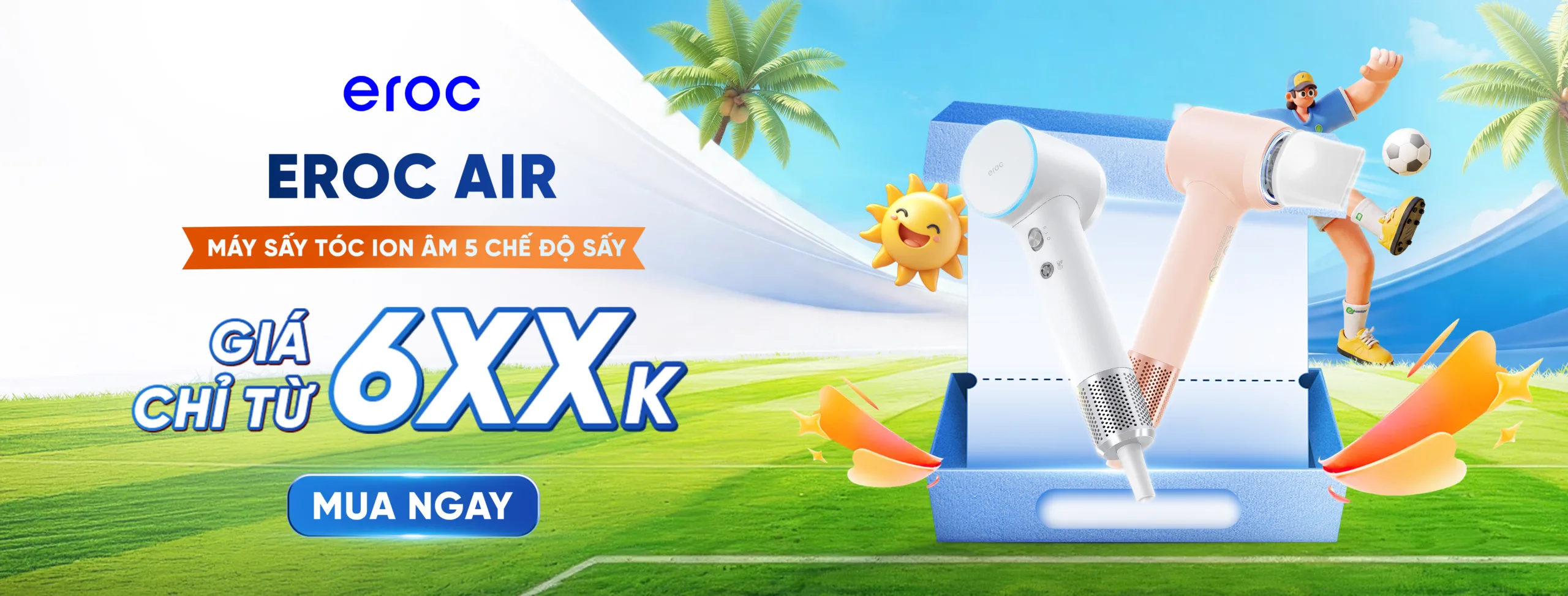 Máy sấy tóc mini Eroc Air cầm tay nóng lạnh luân phiên cho tóc chắc khỏe