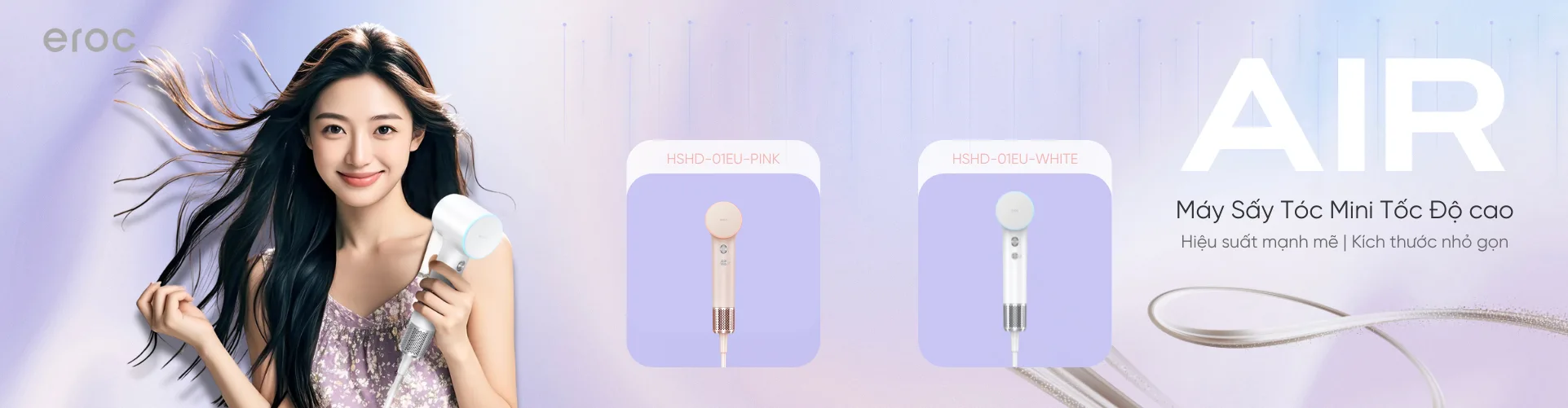 Máy sấy tóc Eroc AIR mới, hơn 200 triệu ion âm, công suất mạnh mẽ