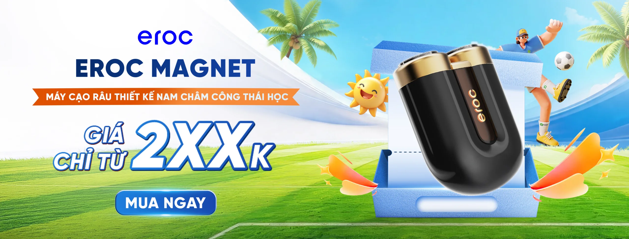Máy cạo râu Eroc Magnet thiết kế nhỏ gọn cao cấp màu đen – vàng, lưỡi cạo kép dạng nổi, động cơ mạnh mẽ 7000 vòng/phút, pin sử dụng lên đến 60 ngày, đóng gói dạng quà tặng sang trọng.
