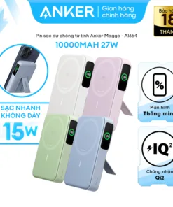 Sạc Dự Phòng Anker Magnetic Không Dây 10000mAh | Qi2 15W | USB-C 27W | Màn Hình LED | ActiveShield