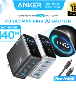 Bộ sạc nhanh Anker ZoLo 140W (4 cổng, GaN) sạc được cho laptop- 3 USB-C PD & 1 USB-A sạc 4 thiết bị cùng lúc