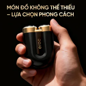 Máy cạo râu Eroc Magnet thiết kế nhỏ gọn cao cấp màu đen – vàng, lưỡi cạo kép dạng nổi, động cơ mạnh mẽ 7000 vòng/phút, pin sử dụng lên đến 60 ngày, đóng gói dạng quà tặng sang trọng.