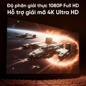 Máy chiếu Eroc Master cao cấp mới nhất | Android TV 14 chính thức, 1500 ANSI 40000 Lumens, Full HD 1080P hỗ trợ 4K, Dolby Audio 10W, Google Play Store, xoay 270 độ trình chiếu 210 inch.