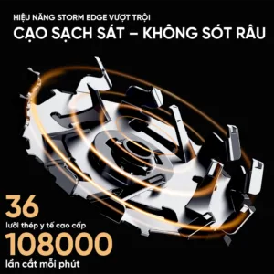 Máy cạo râu Eroc Mechanic với thiết kế cơ khí cao cấp, lưỡi cạo 3D linh hoạt, động cơ 9000 vòng/phút, chống nước IPX7 và sạc Type-C