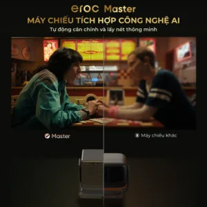 Máy chiếu Eroc Master cao cấp mới nhất | Android TV 14 chính thức, 1500 ANSI 40000 Lumens, Full HD 1080P hỗ trợ 4K, Dolby Audio 10W, Google Play Store, xoay 270 độ trình chiếu 210 inch.