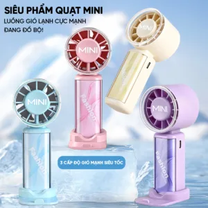 Quạt mini cầm tay EROC vỏ trong suốt tốc độ cao sạc Type-C