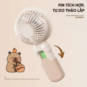 Quạt mini EROC màu nâu phiên bản Sticker DIY Capybara đáng yêu