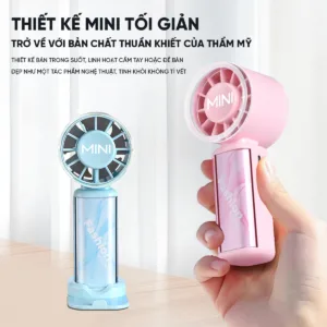 Quạt mini cầm tay EROC vỏ trong suốt tốc độ cao sạc Type-C