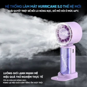 Quạt mini cầm tay EROC vỏ trong suốt tốc độ cao sạc Type-C