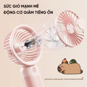 Quạt cầm tay mini EROC màu trơn tối giản phong cách trẻ trung