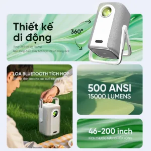 Máy chiếu Eroc Max SE xoay 360 độ linh hoạt trình chiếu phim cực đại lên trần phòng ngủ