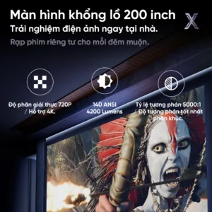 Máy chiếu EROC Magic X chính hãng độ phân giải 720P, hỗ trợ 4K, thiết kế chân đế Gimbal xoay 360 độ kim loại