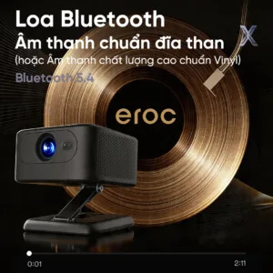 Máy chiếu EROC Magic X chính hãng độ phân giải 720P, hỗ trợ 4K, thiết kế chân đế Gimbal xoay 360 độ kim loại