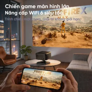 Máy chiếu EROC Magic X chính hãng độ phân giải 720P, hỗ trợ 4K, thiết kế chân đế Gimbal xoay 360 độ kim loại