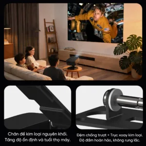 Máy chiếu EROC Magic X chính hãng độ phân giải 720P, hỗ trợ 4K, thiết kế chân đế Gimbal xoay 360 độ kim loại